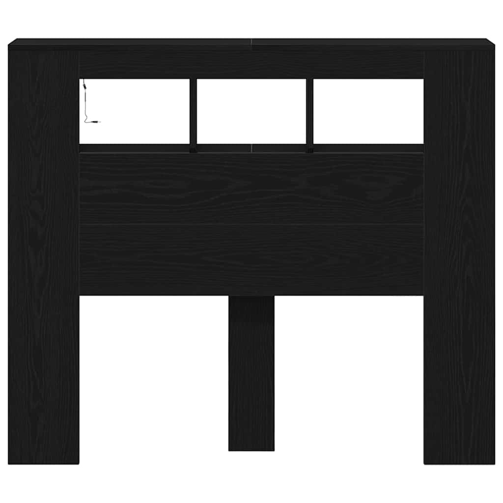 LED Headboard Black Oak 120 x 18.5 x 103.5 cm Engineered Wood