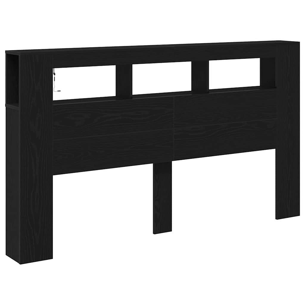 LED Headboard Black Oak 180 x 18.5 x 103.5 cm Engineered Wood