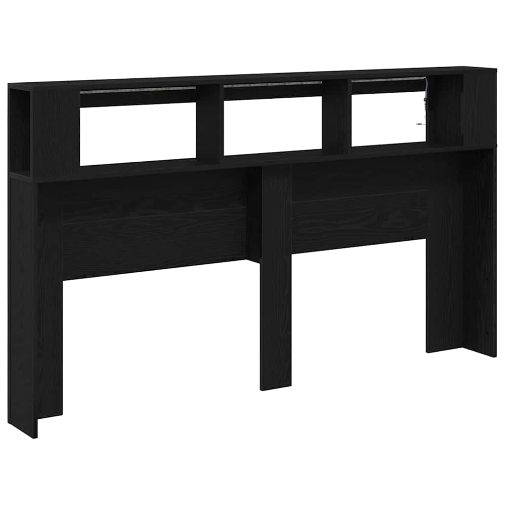 LED Headboard Black Oak 180 x 18.5 x 103.5 cm Engineered Wood