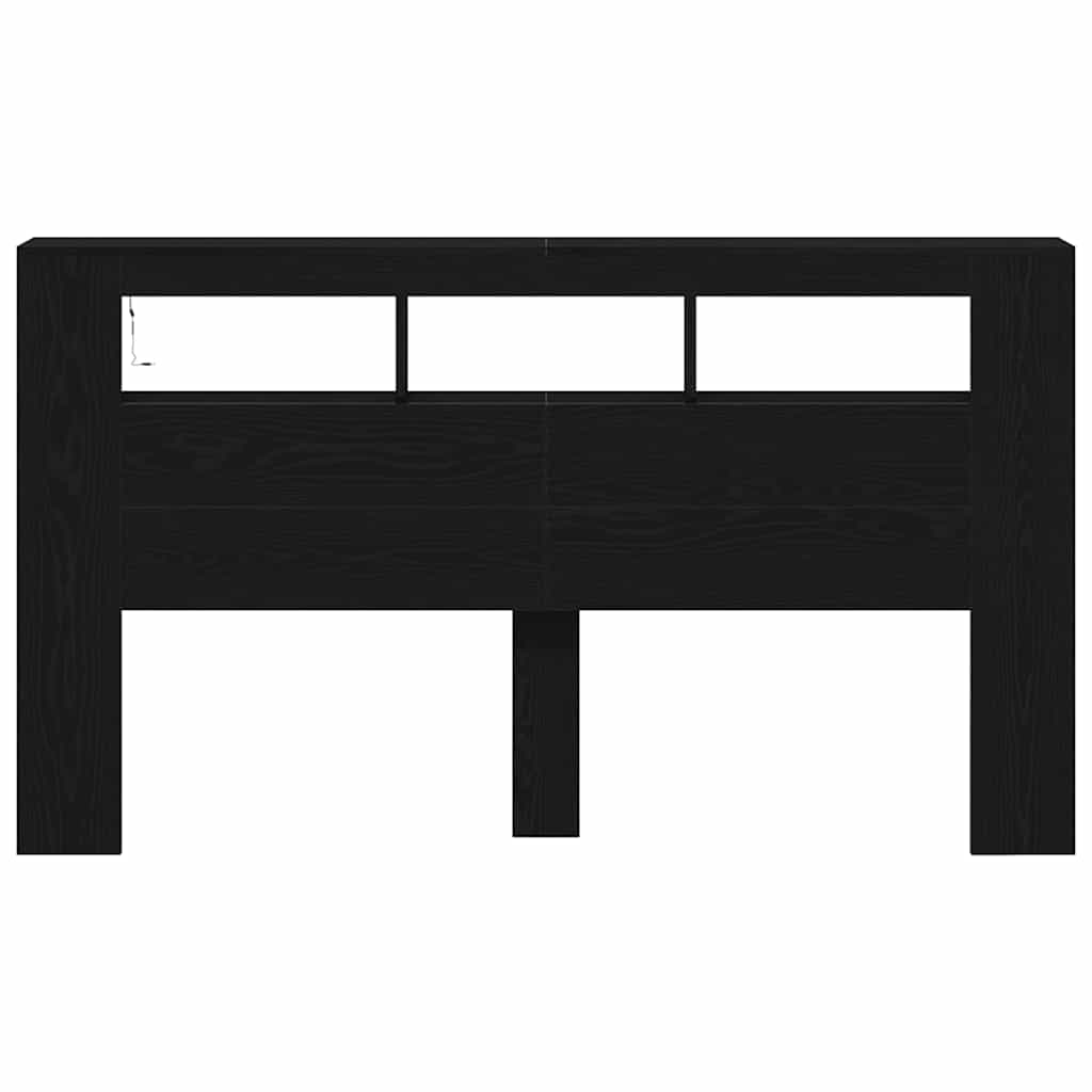LED Headboard Black Oak 180 x 18.5 x 103.5 cm Engineered Wood