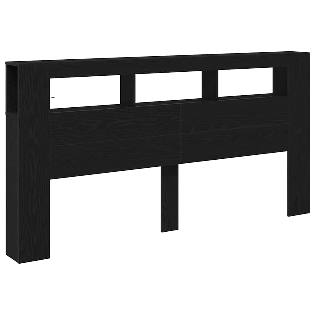 LED Headboard Black Oak 200 x 18.5 x 103.5 cm Engineered Wood