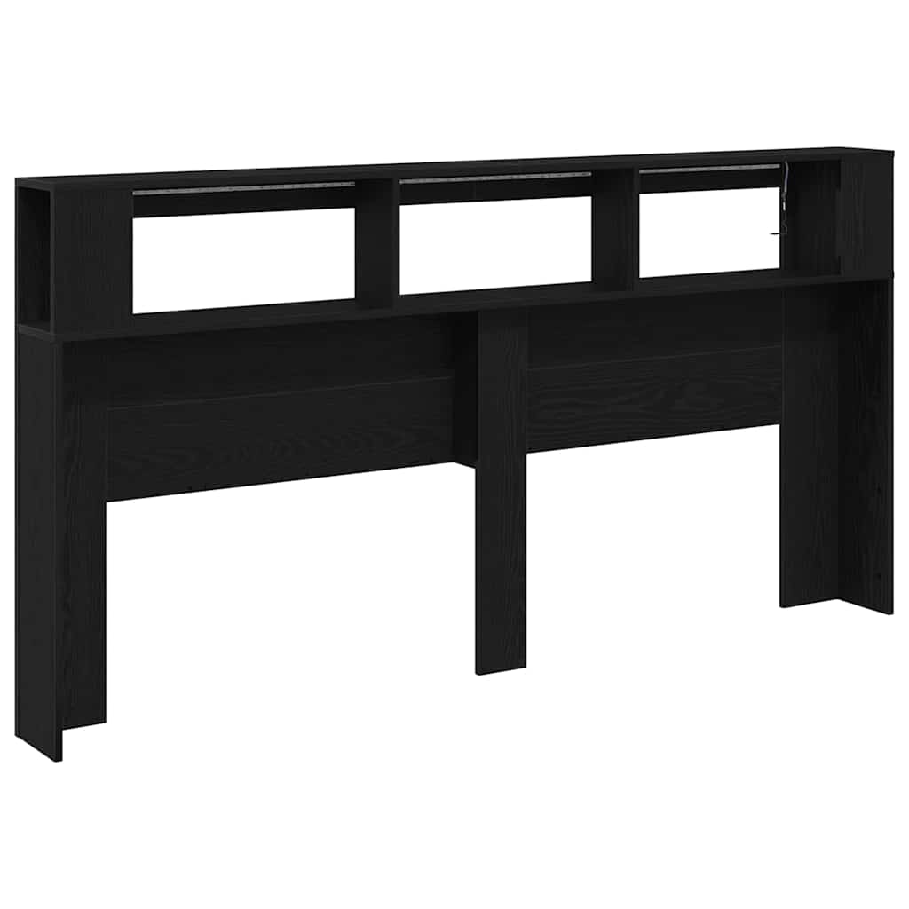 LED Headboard Black Oak 200 x 18.5 x 103.5 cm Engineered Wood