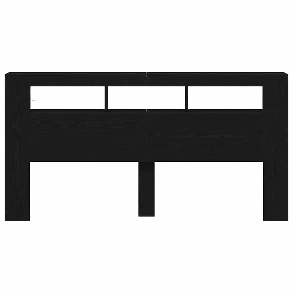 LED Headboard Black Oak 200 x 18.5 x 103.5 cm Engineered Wood