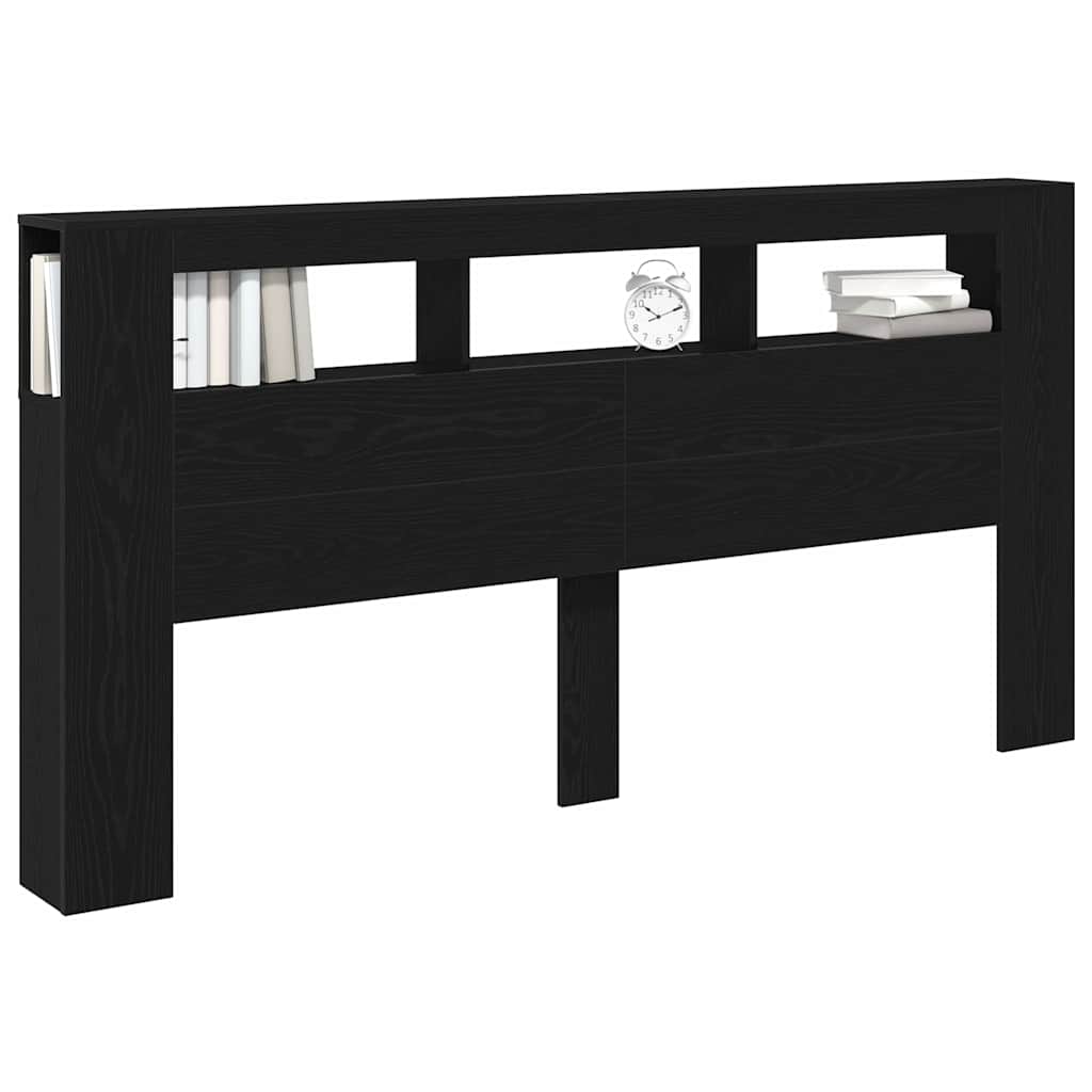 LED Headboard Black Oak 200 x 18.5 x 103.5 cm Engineered Wood