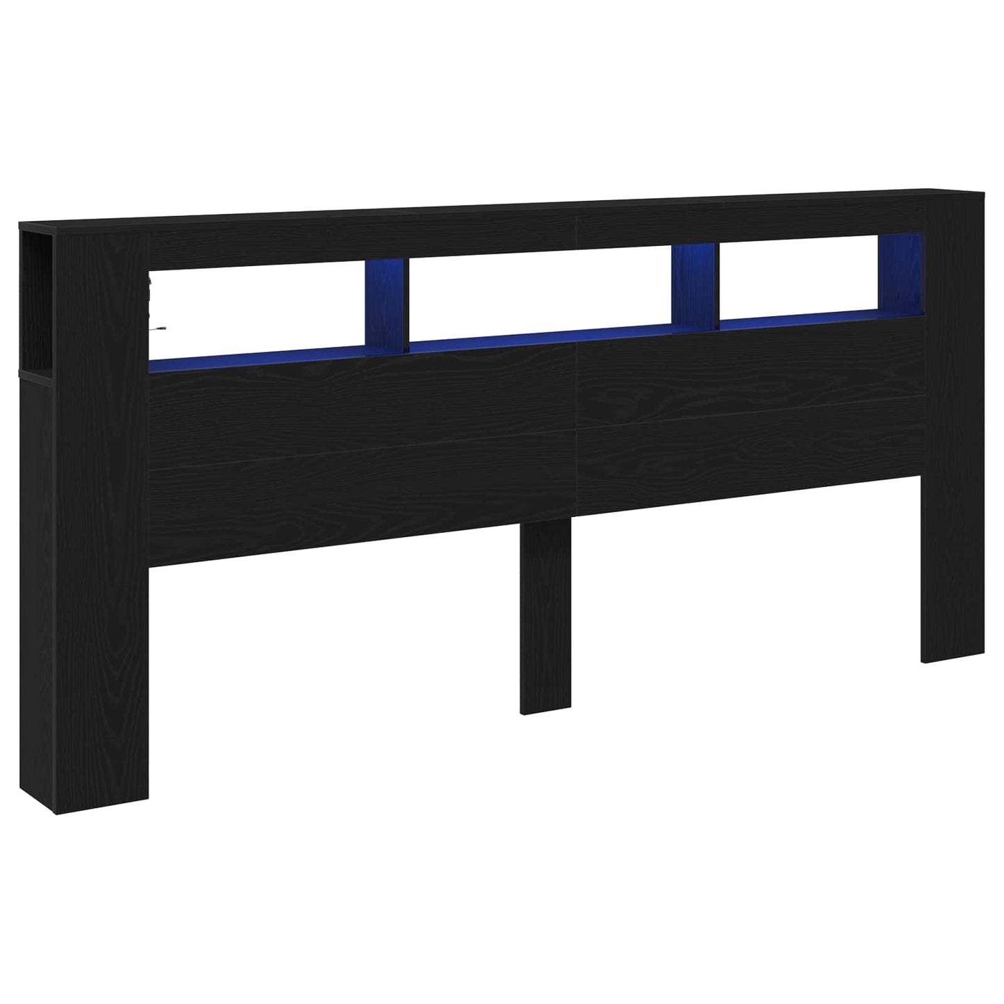 LED Headboard Black Oak 220 x 18.5 x 103.5 cm Engineered Wood