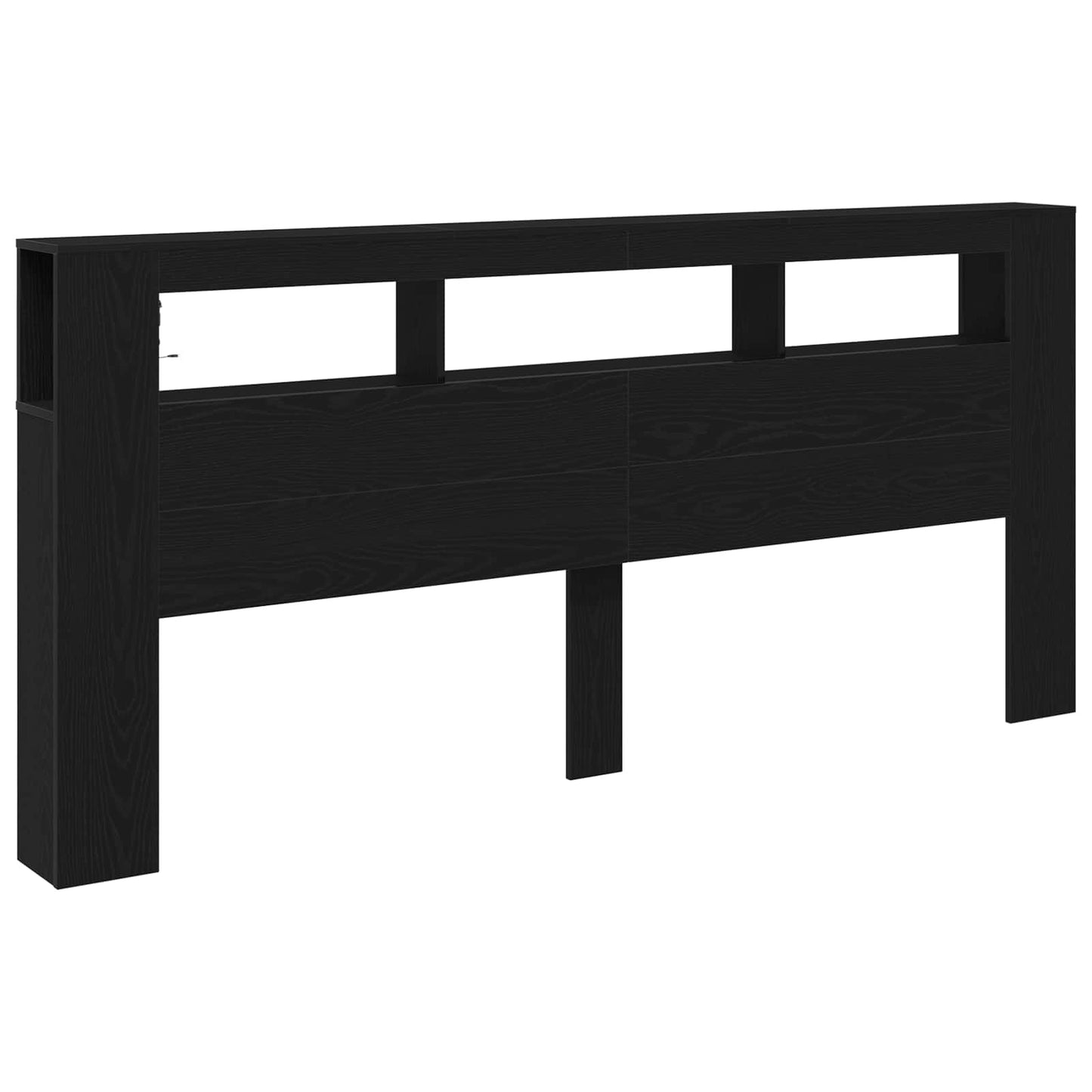 LED Headboard Black Oak 220 x 18.5 x 103.5 cm Engineered Wood