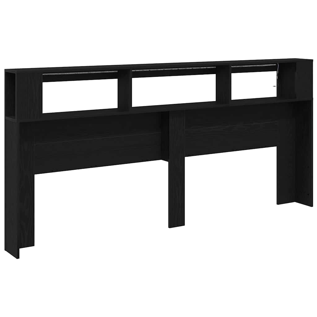 LED Headboard Black Oak 220 x 18.5 x 103.5 cm Engineered Wood