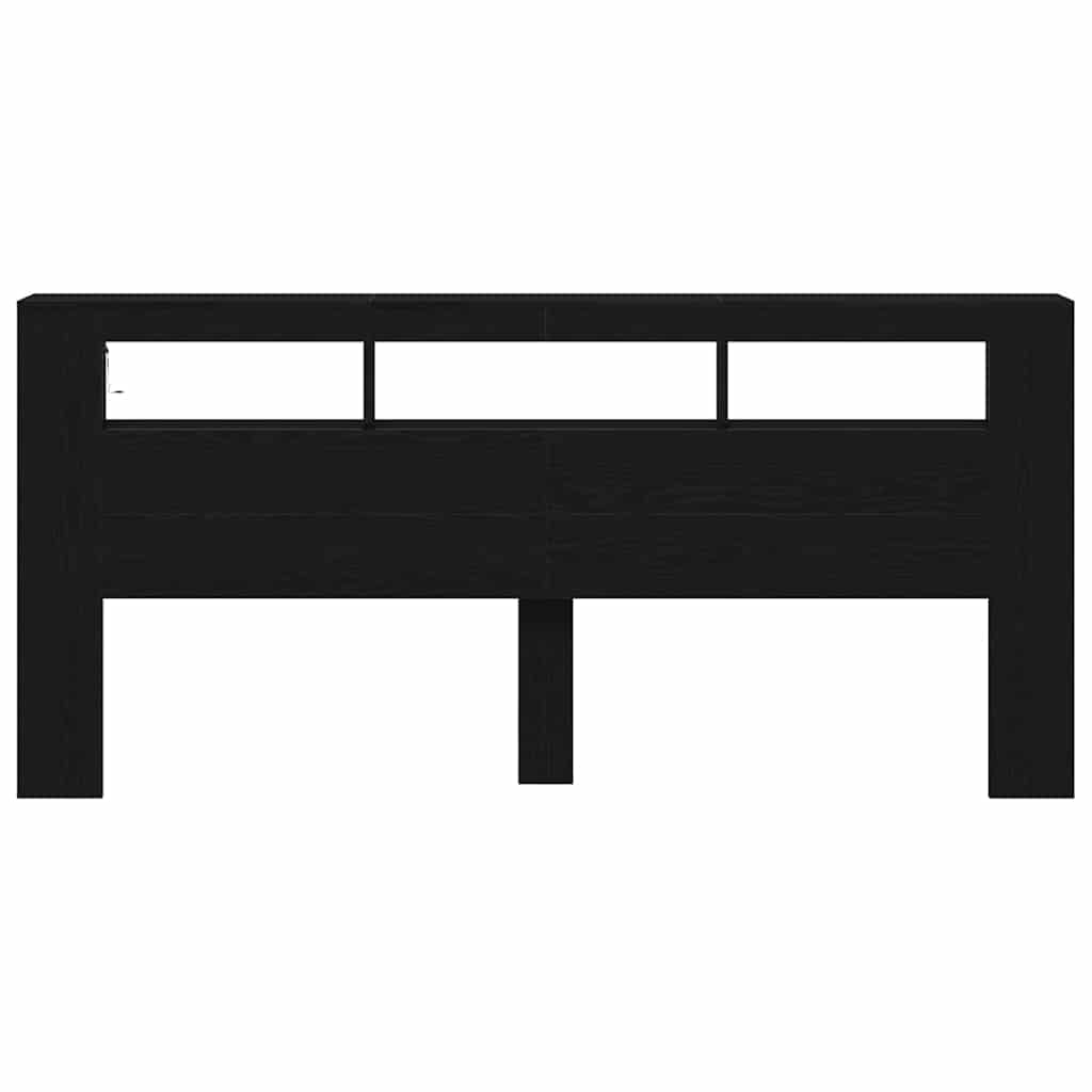 LED Headboard Black Oak 220 x 18.5 x 103.5 cm Engineered Wood