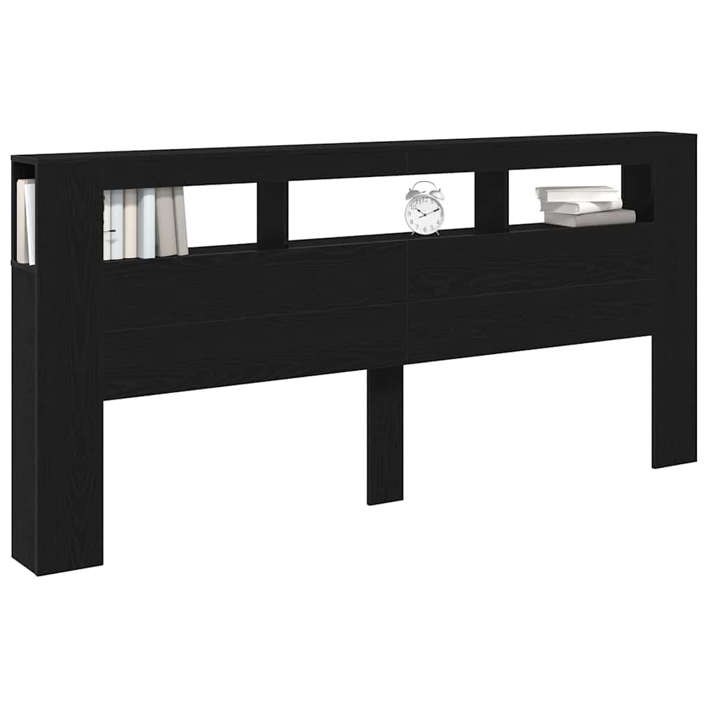 LED Headboard Black Oak 220 x 18.5 x 103.5 cm Engineered Wood