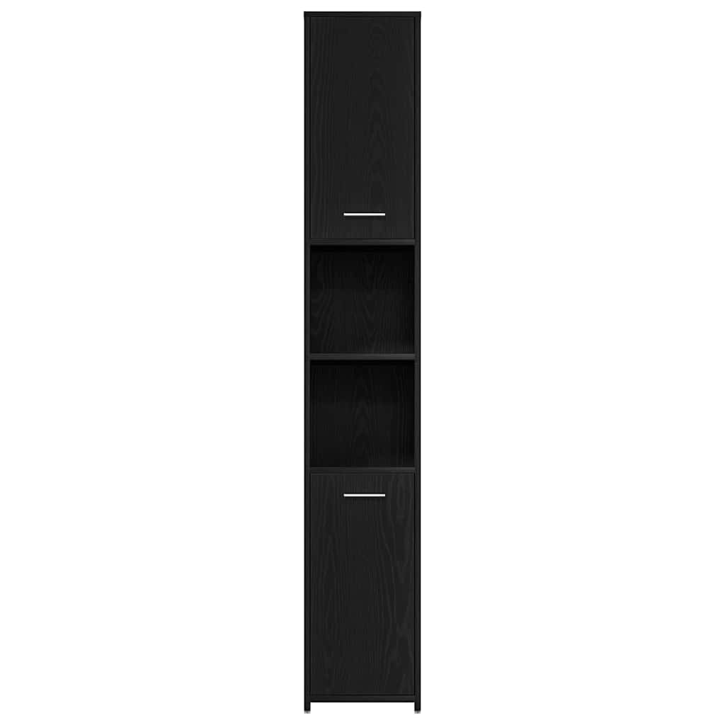 Bathroom Cabinet Black Oak 30x30x183,5 cm Engineered Wood