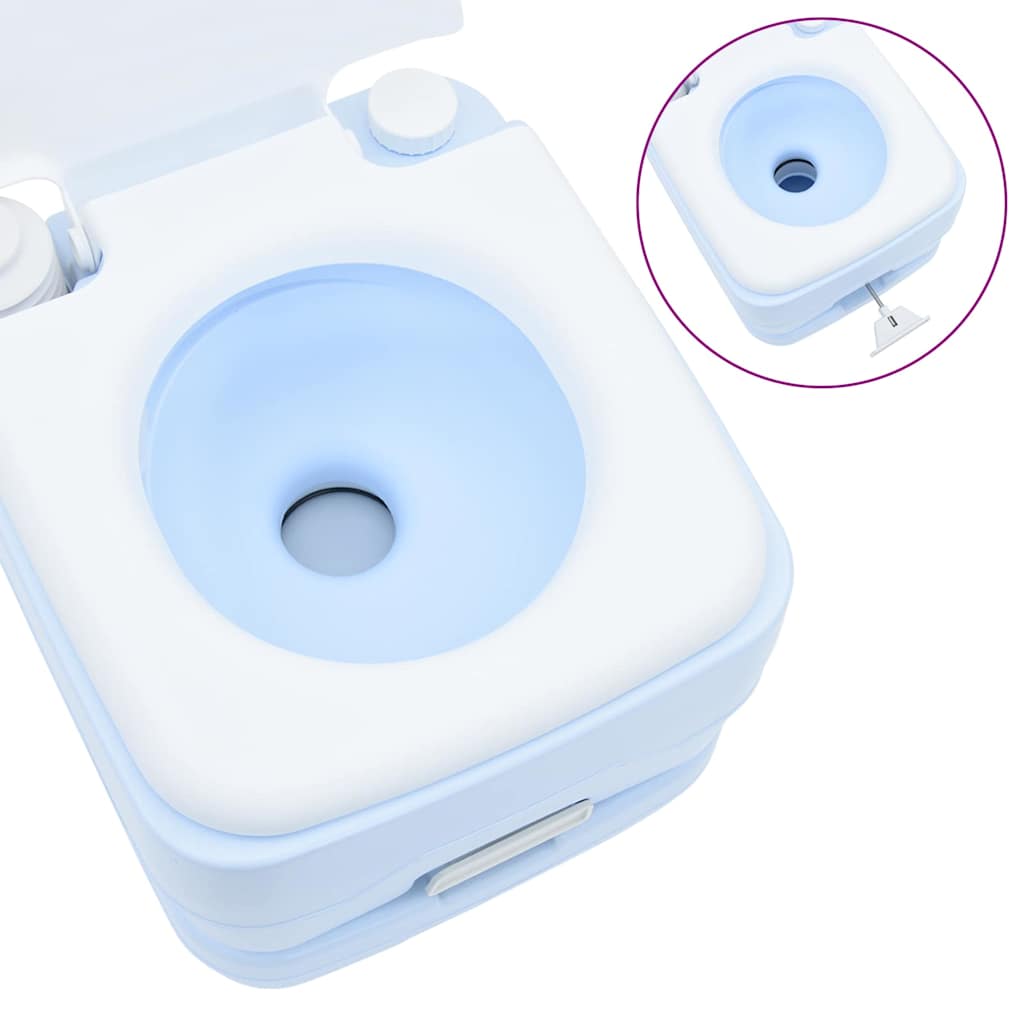 Camping Toilet Manual Light Blue and White 41.5 x 36.5 x 42 cm