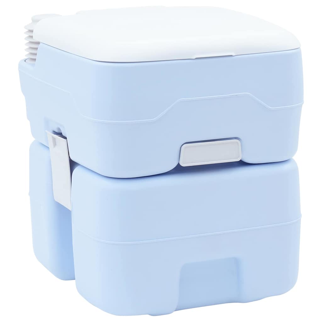 Camping Toilet Manual Light Blue and White 41.5 x 36.5 x 42 cm