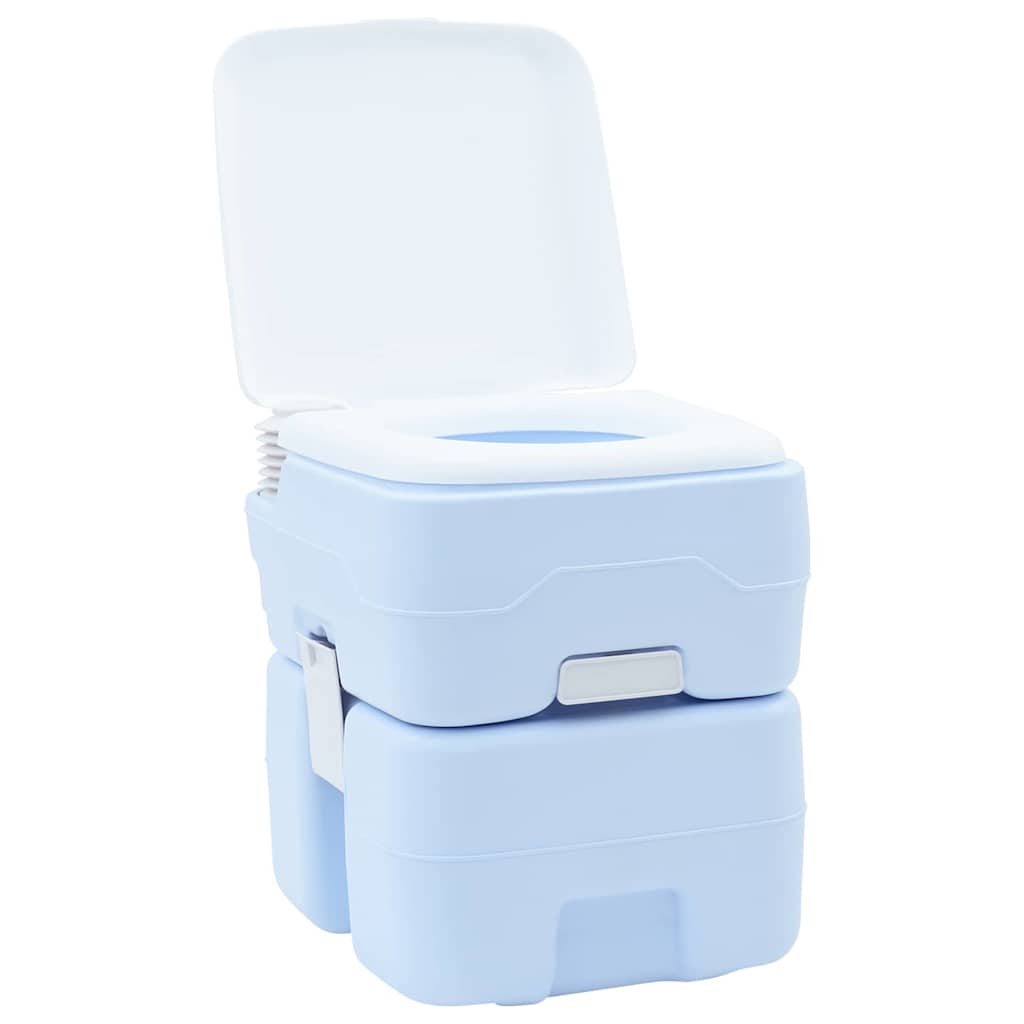 Camping Toilet Manual Light Blue and White 41.5 x 36.5 x 42 cm