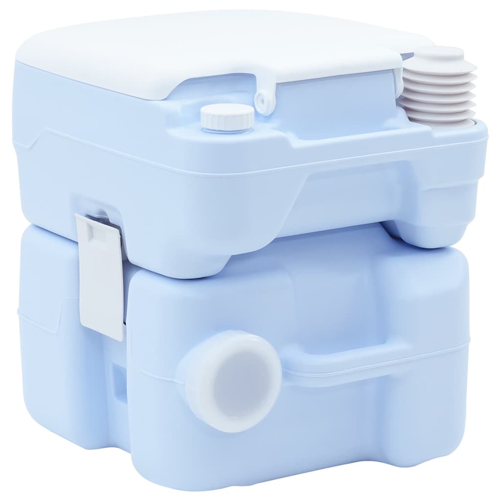 Camping Toilet Manual Light Blue and White 41.5 x 36.5 x 42 cm