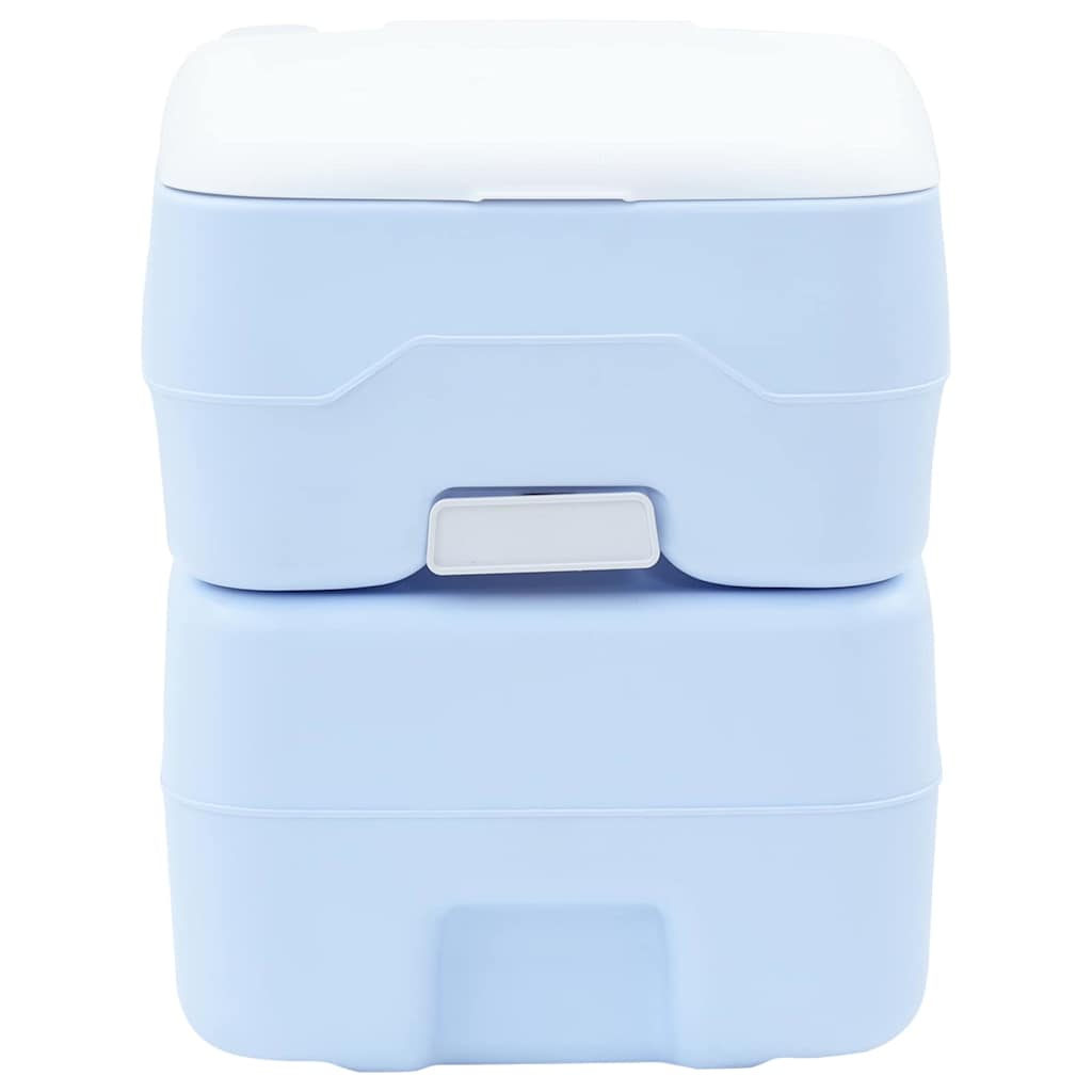 Camping Toilet Manual Light Blue and White 41.5 x 36.5 x 42 cm