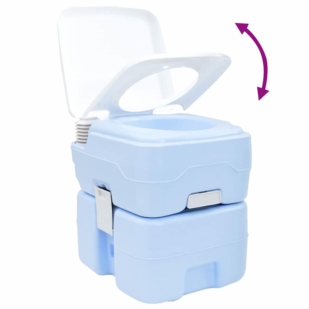 Camping Toilet Manual Light Blue and White 41.5 x 36.5 x 42 cm