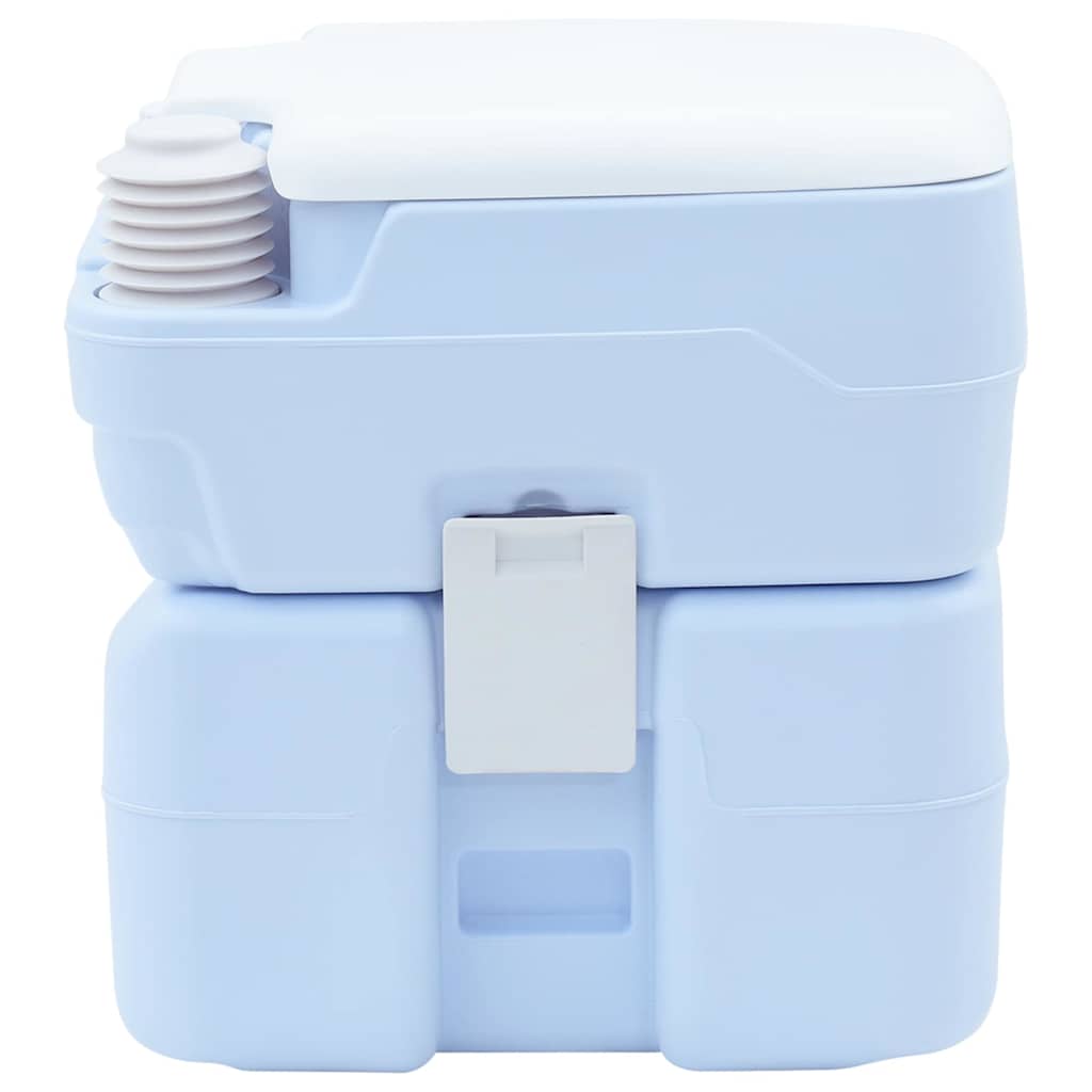 Camping Toilet Manual Light Blue and White 41.5 x 36.5 x 42 cm