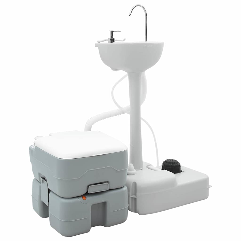 Camping Toilet Set 2 pcs Grey 50.5 x 33 x 103 cm