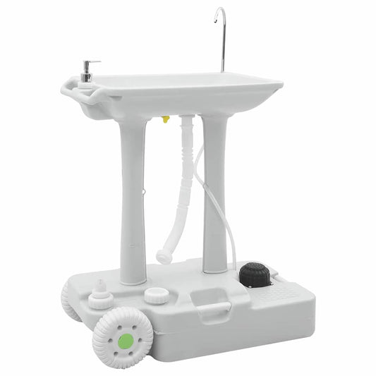 Camping Handwash Stand with Wheels Grey 72 x 42 x 103 cm