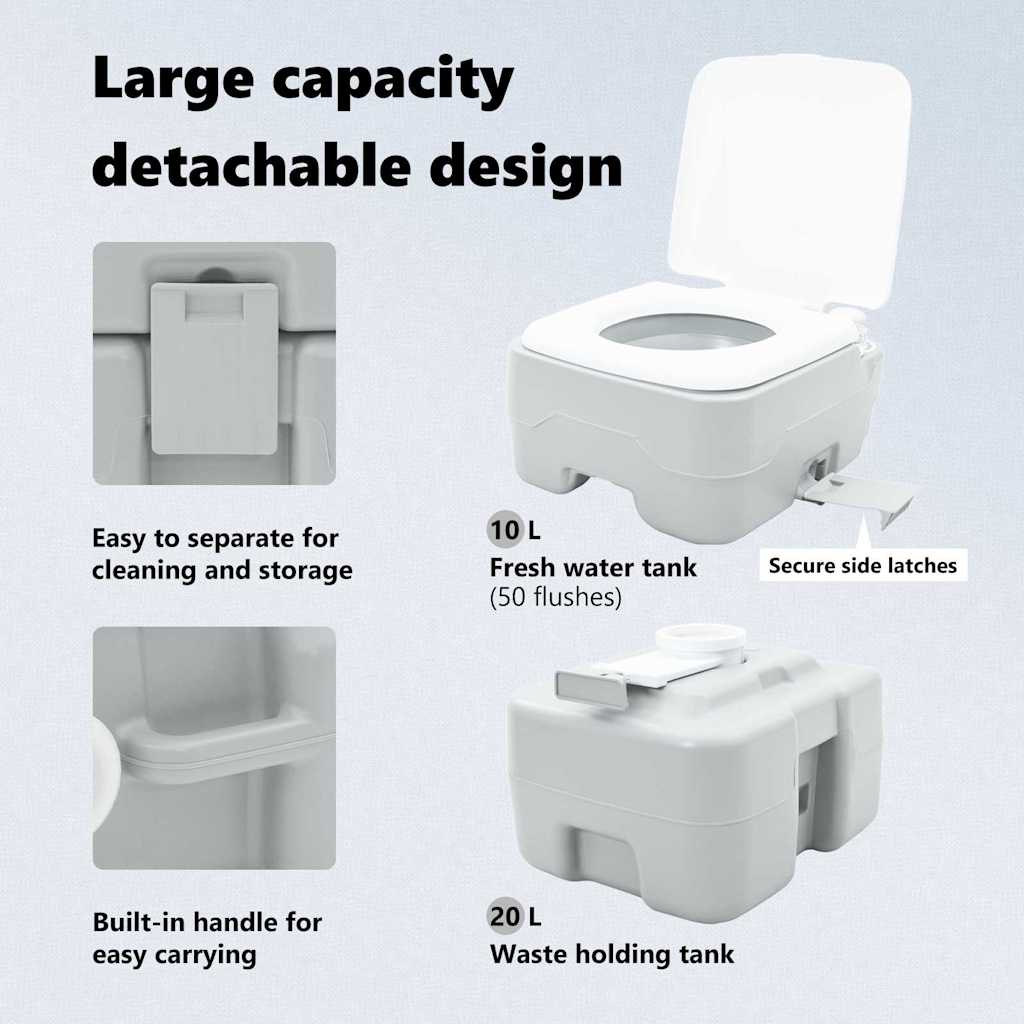 Camping Toilet Grey 41.5 x 36.5 x 42 cm