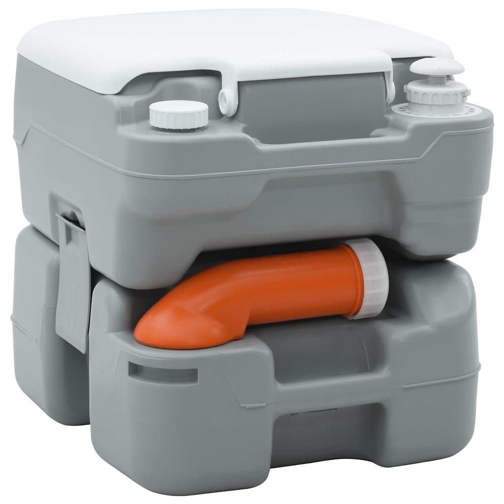 Camping Toilet Manual Grey and White 41.5 x 36.5 x 37.5 cm
