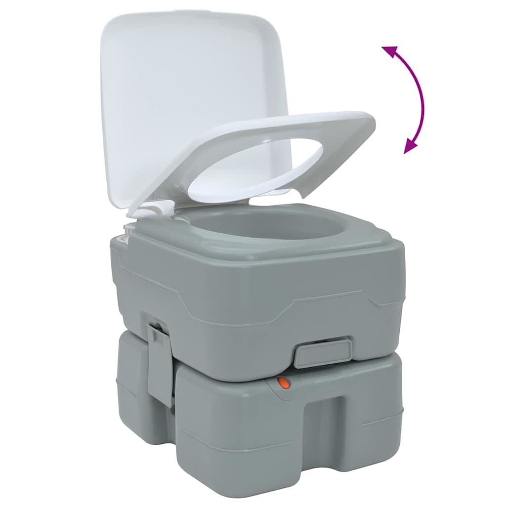 Camping Toilet Manual Grey and White 41.5 x 36.5 x 37.5 cm