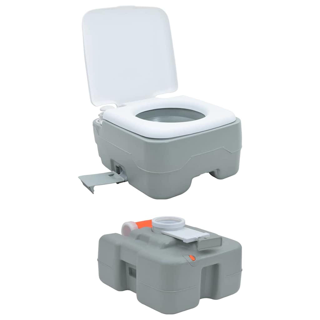 Camping Toilet Manual Grey and White 41.5 x 36.5 x 37.5 cm