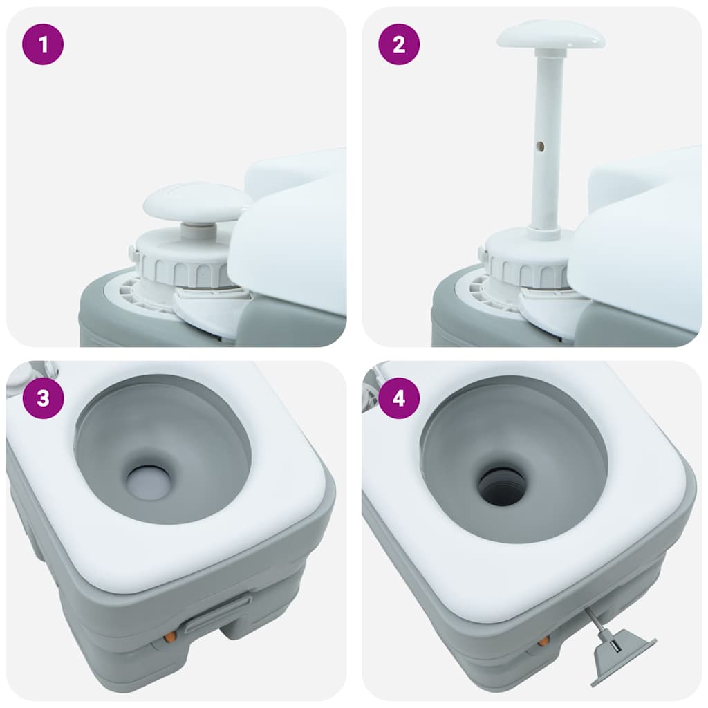 Camping Toilet Manual Grey and White 41.5 x 36.5 x 37.5 cm