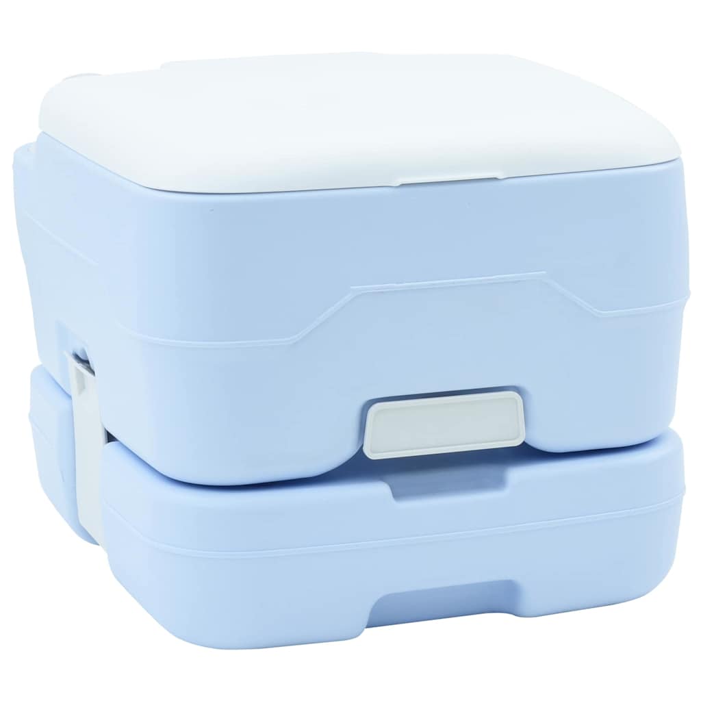 Camping Toilet Manual Light Blue and White 41.5 x 36.5 x 30 cm