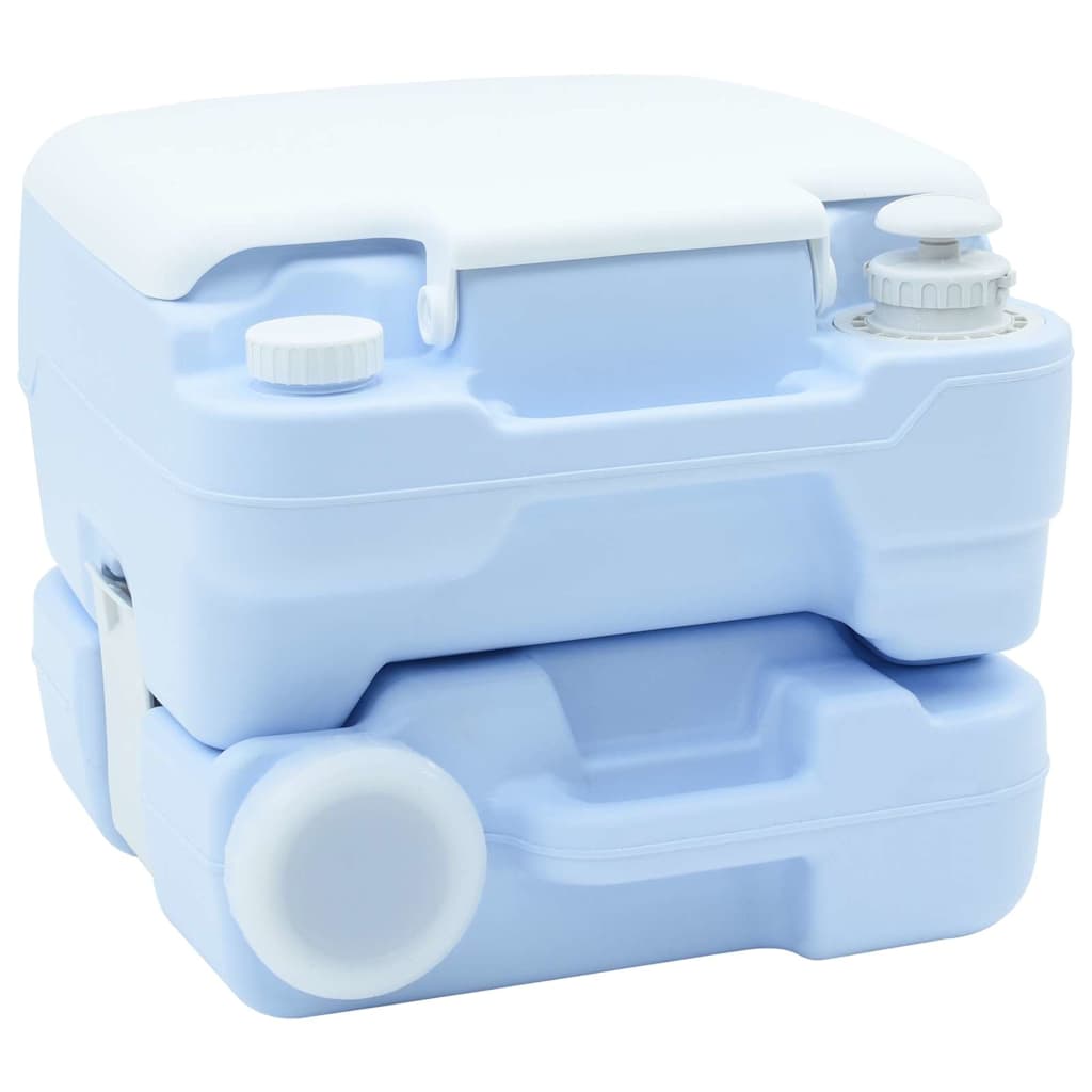 Camping Toilet Manual Light Blue and White 41.5 x 36.5 x 30 cm