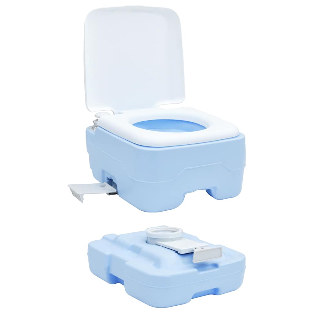Camping Toilet Manual Light Blue and White 41.5 x 36.5 x 30 cm