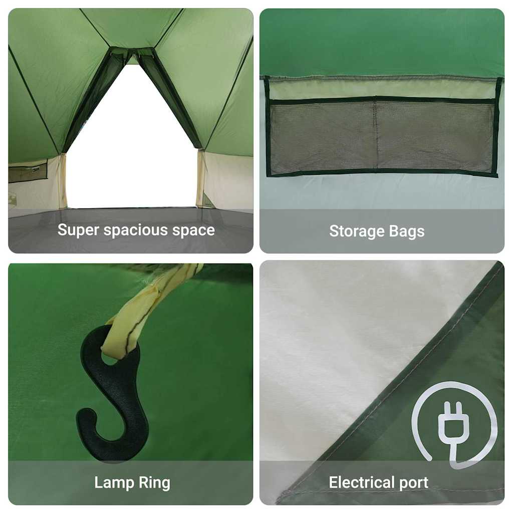 Tipi Tent with Roof Green 466 x 310 x 240 cm Taffeta