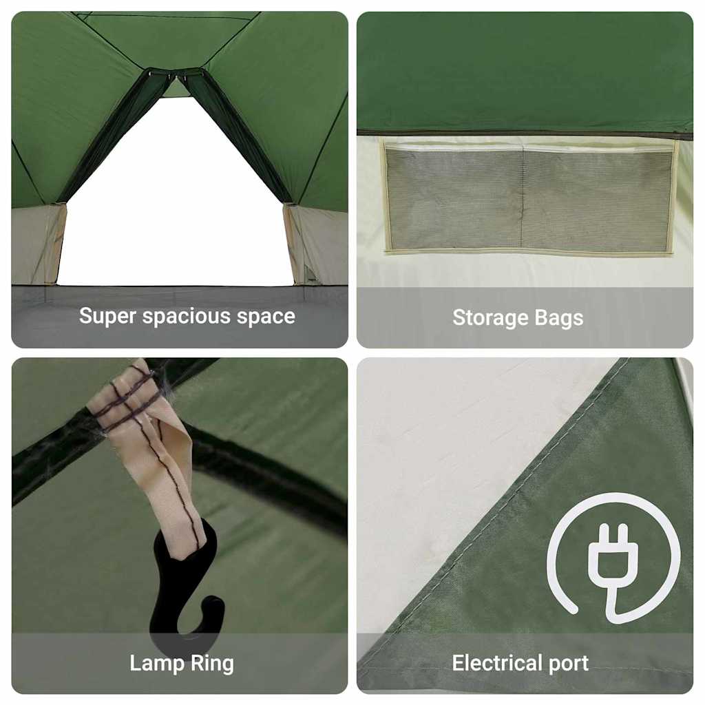 Tipi Tent with Roof Green 680 x 430 x 270 cm Taffeta