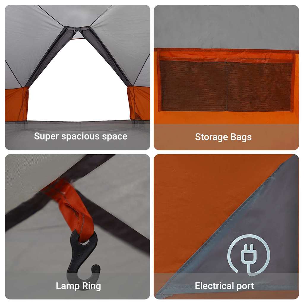 Tipi Tent with Roof Grey and Orange 680 x 430 x 270 cm Taffeta