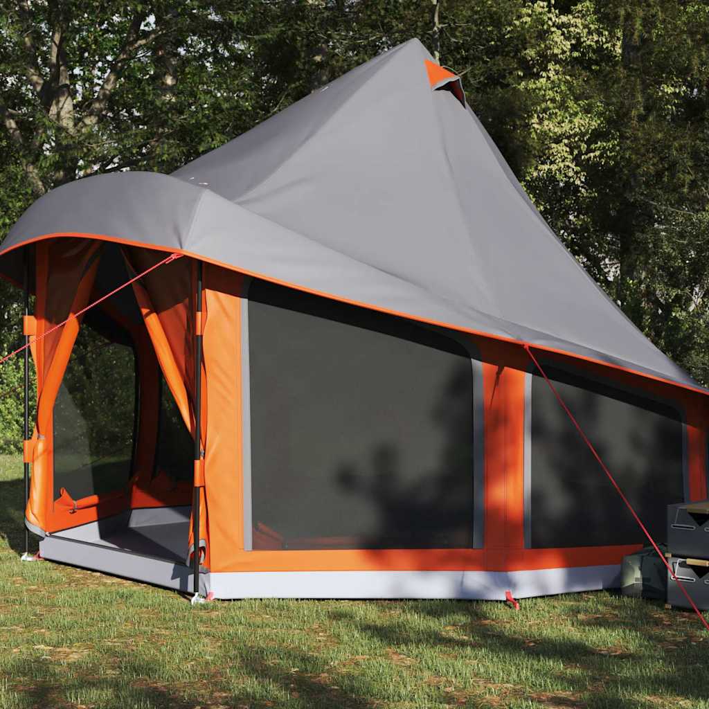 Tipi Tent with Roof Grey and Orange 404 x 370 x 270 cm Taffeta