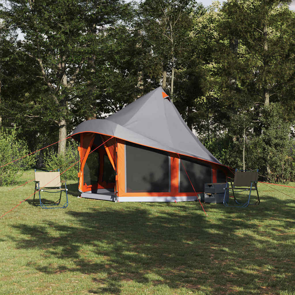 Tipi Tent with Roof Grey and Orange 404 x 370 x 270 cm Taffeta