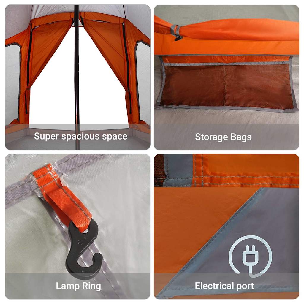 Tipi Tent with Roof Grey and Orange 508 x 470 x 300 cm Taffeta