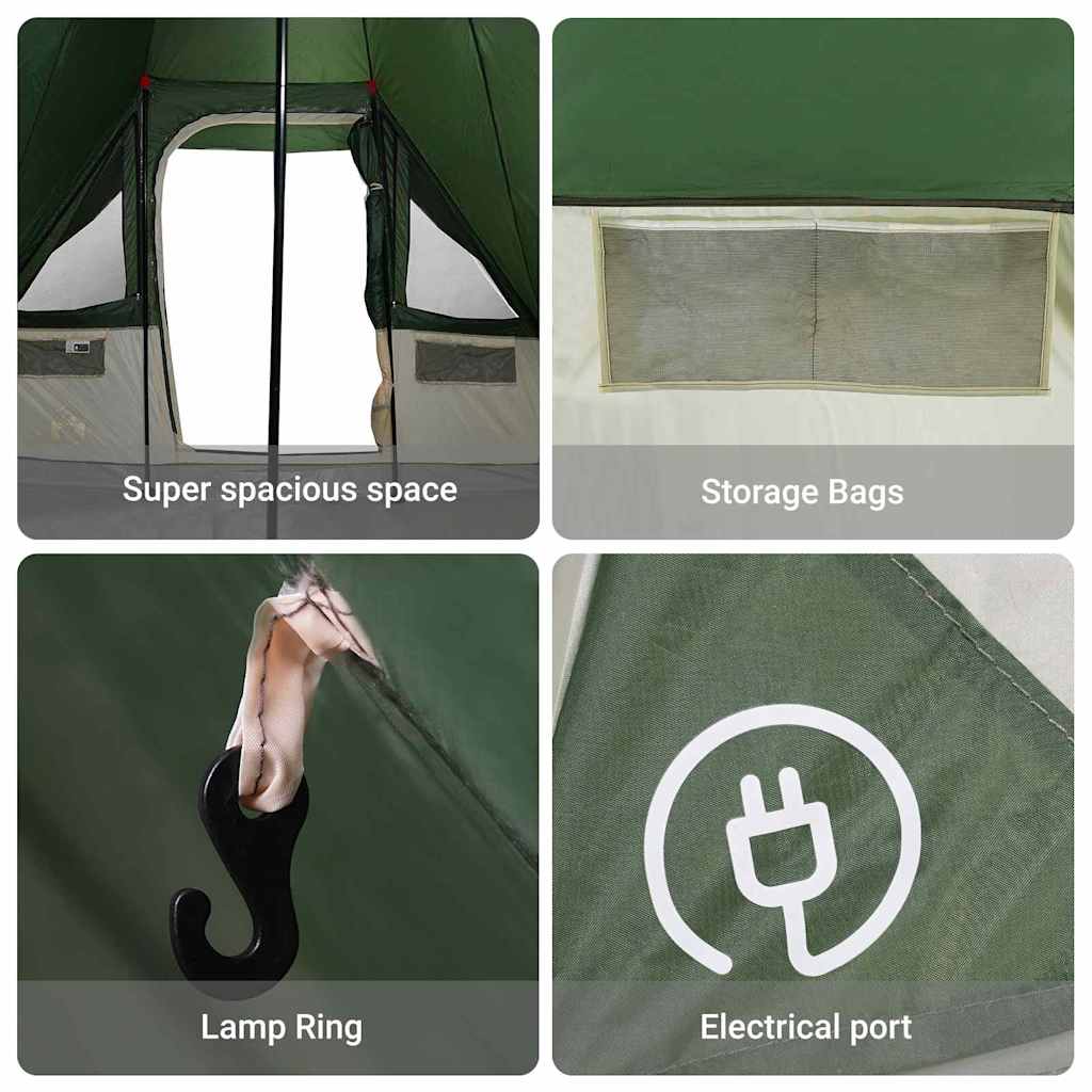 Tipi Tent with Roof Green 364 x 281 x 257 cm Taffeta