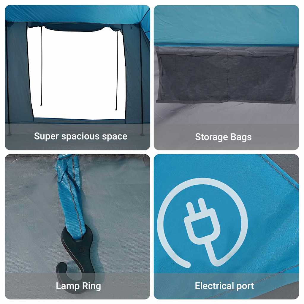 Tipi Tent with Roof Blue 660 x 456 x 200 cm Taffeta