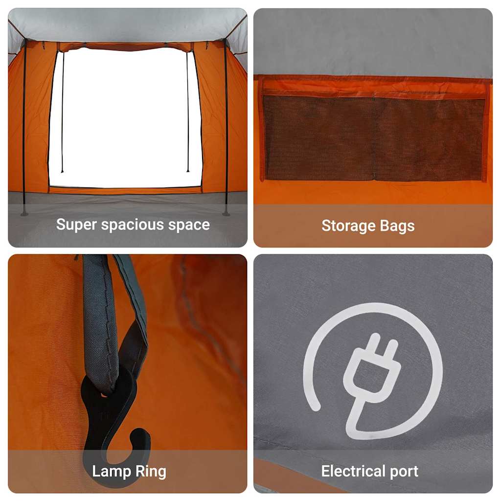 Tipi Tent with Roof Grey and Orange 660 x 456 x 200 cm Taffeta