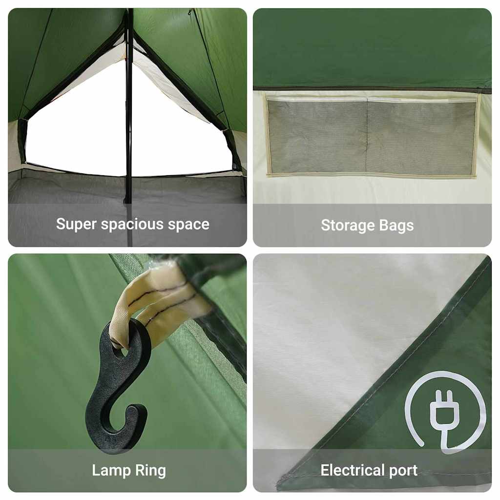 Tipi Tent with Roof Green 400 x 346 x 250 cm Taffeta