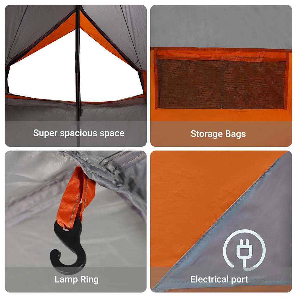 Tipi Tent with Roof Grey and Orange 400 x 346 x 250 cm Taffeta