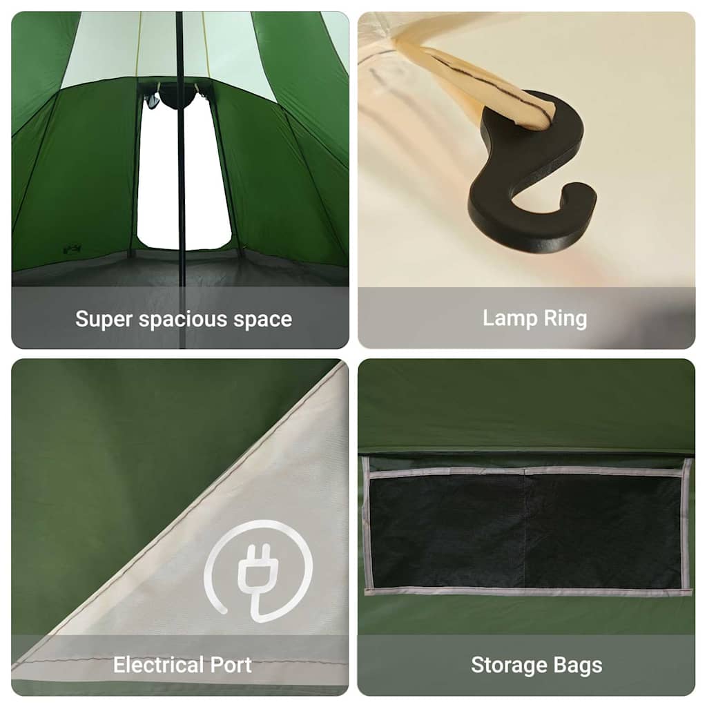 Tipi Tent with Roof Green 510 x 690 x 330 cm Taffeta