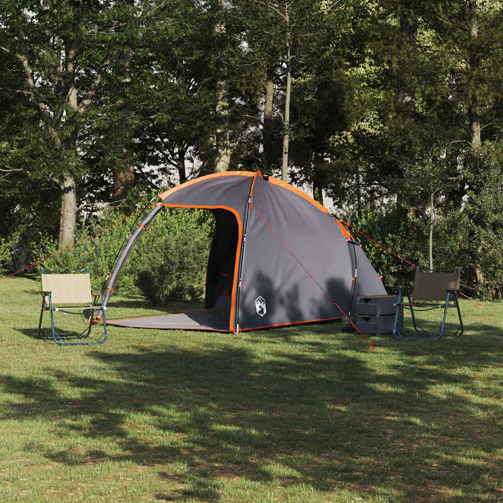 Cabin Tent with Roof Grey and Orange 370 x 230 x 185 cm Taffeta