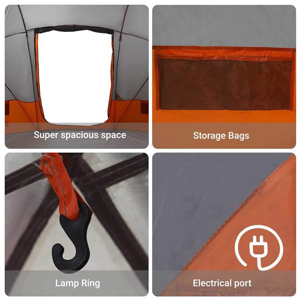 Dome Tent with Roof Grey and Orange 475 x 475 x 235 cm Taffeta