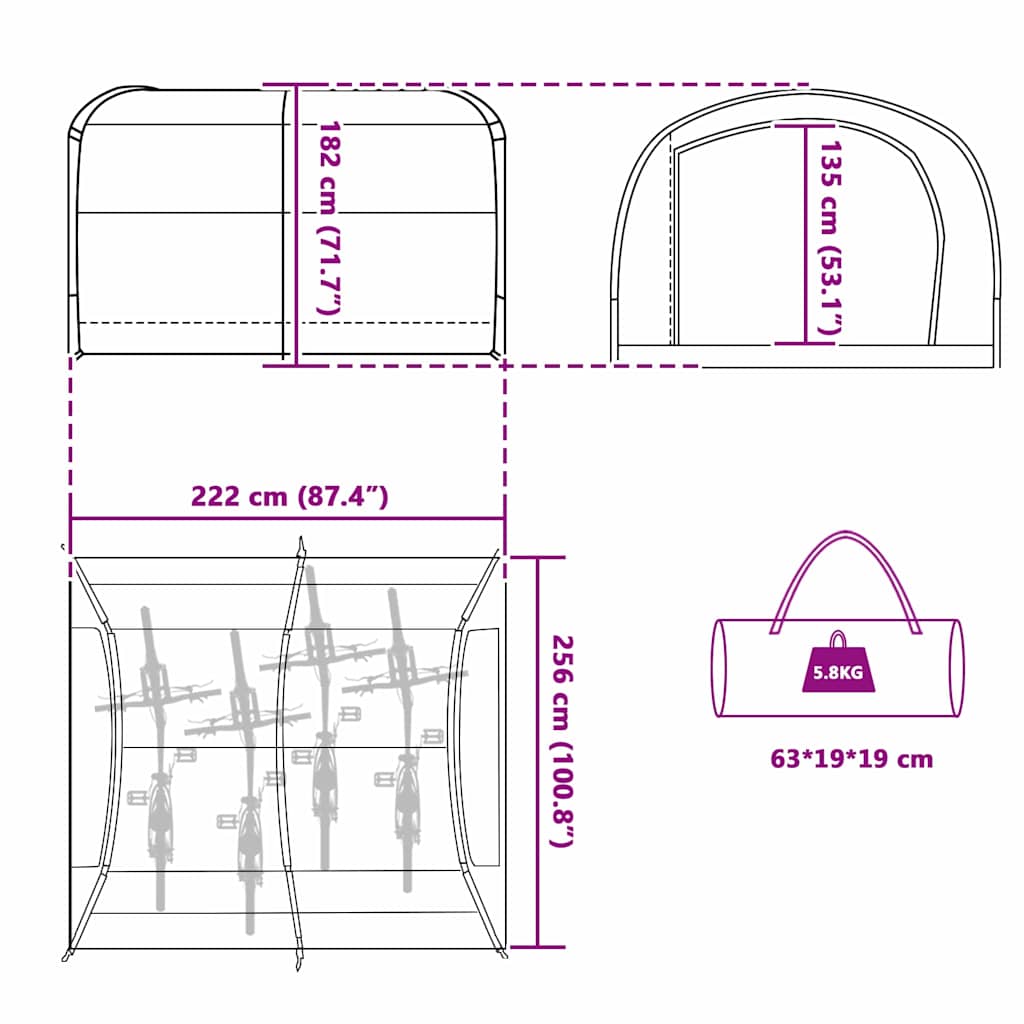 Bike Storage Tent with Roof Blue 256 x 222 x 182 cm Taffeta