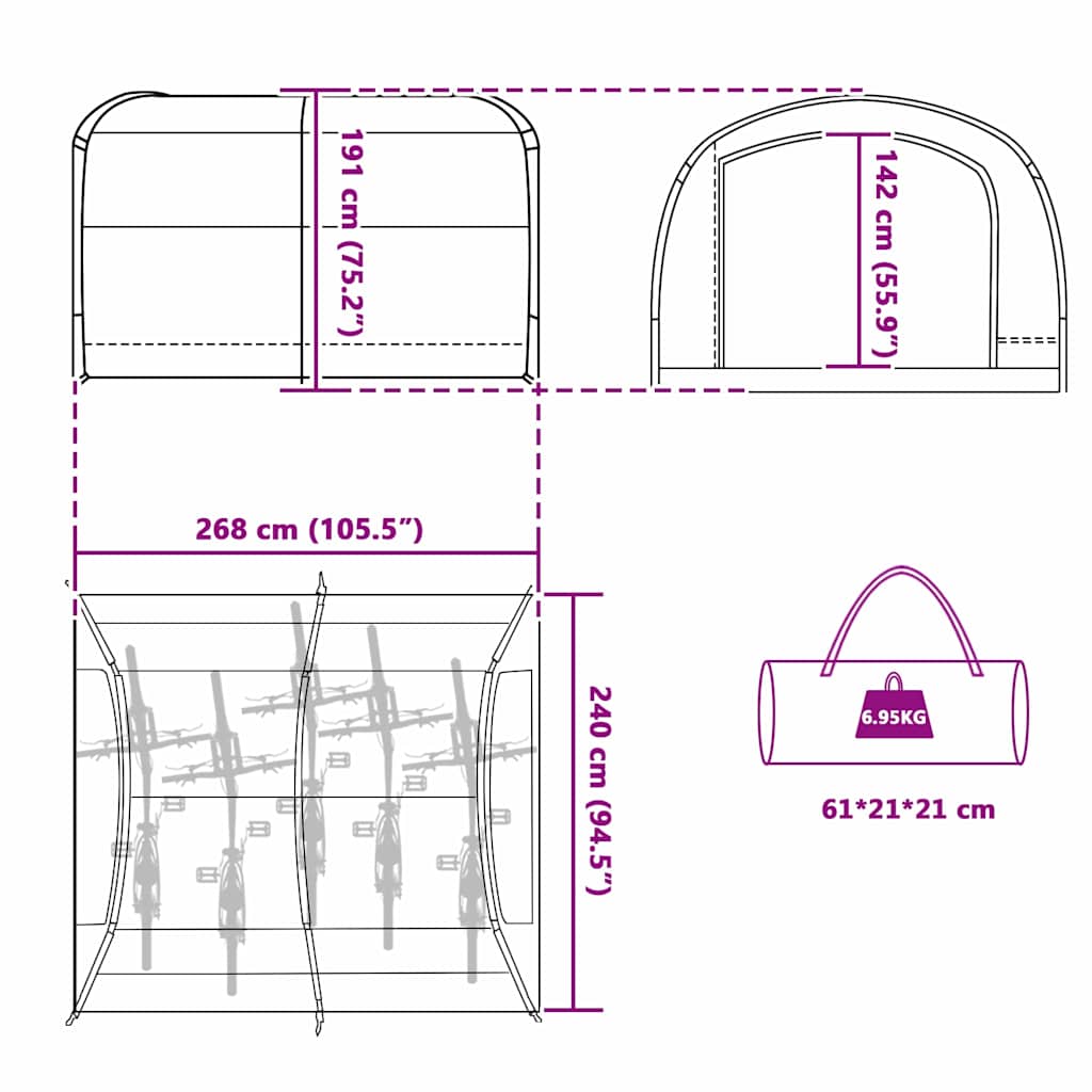 Tent with Roof with Storage Green 268 x 240 x 191 cm Polyester