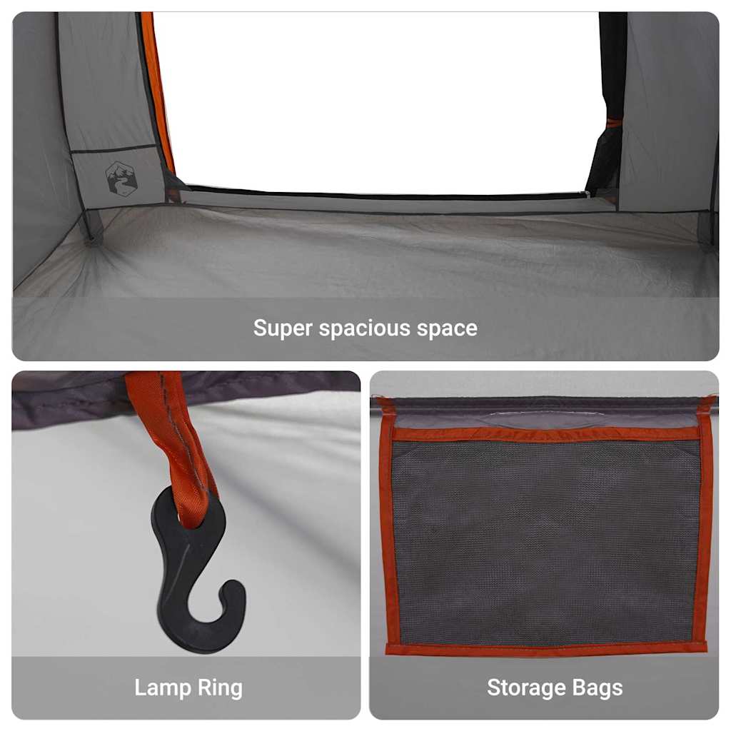 Tent with Roof Grey and orange 268 x 240 x 191 cm Polyester