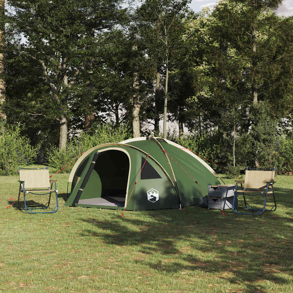 Camping Tent 4-Person 308 x 268 x 130 cm Green Polyester
