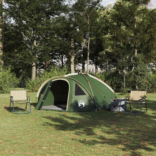 Dome Tent 4-Person 308 x 268 x 130 cm Waterproof Green Taffeta
